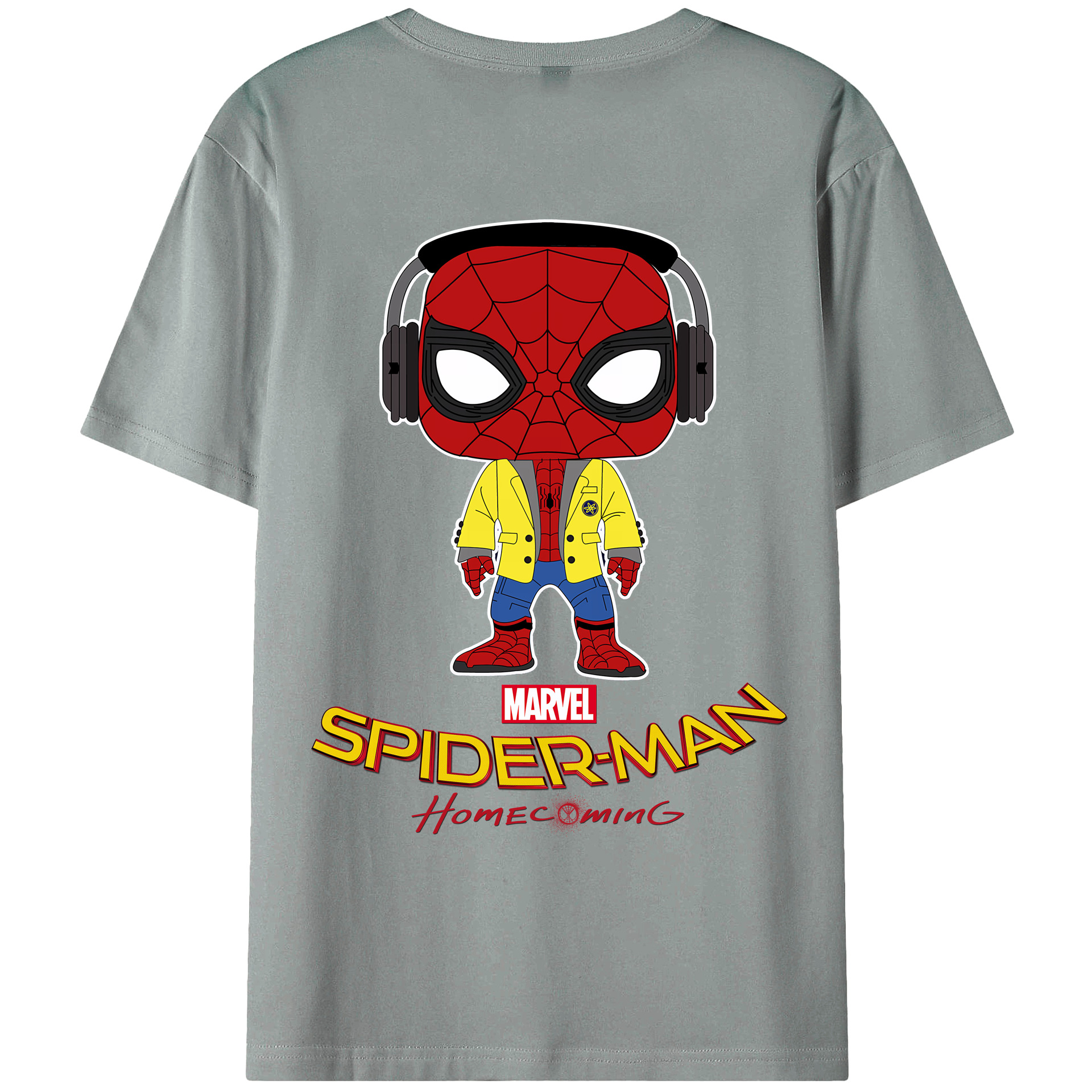 （画像用） Spider Man スパイダーマン 綿100％ メンズ半袖Tシャツ（バックプリント） 通気性